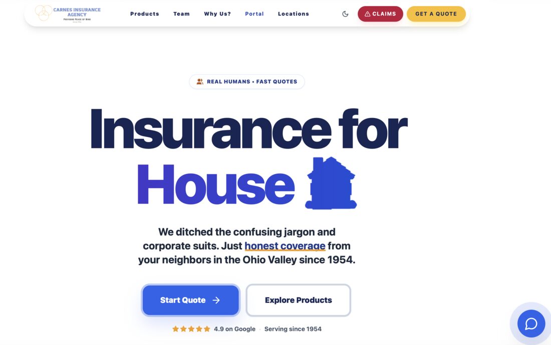 Carnes Insurance Agency website homepage screenshot