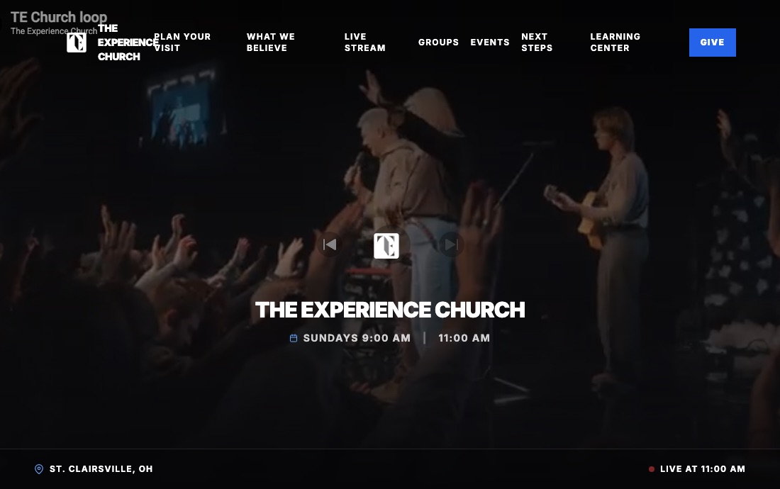 The Experience Church website