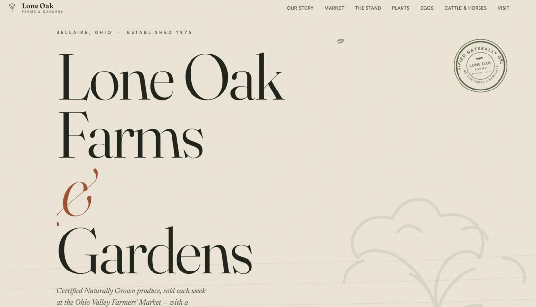 Lone Oak Farms & Gardens website homepage