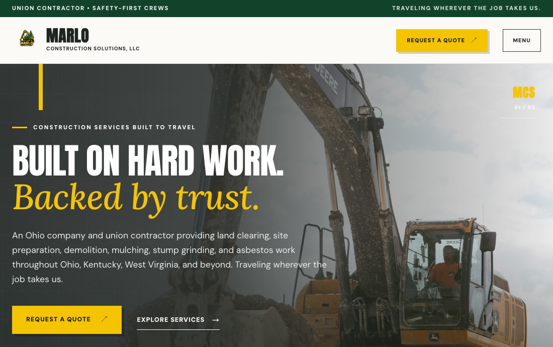 Marlo Construction Solutions website